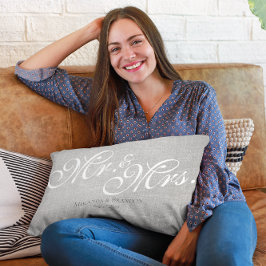 Rustic Simple Modern Mr. och Gift Grått Lumbarkudde