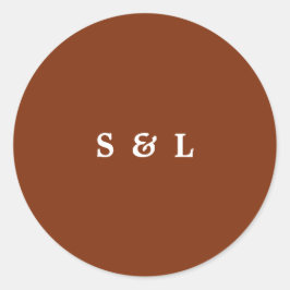 Rustic Simple Monogram Bröllop-kuvert Stickers Runt Klistermärke