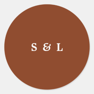 Rustic Simple Monogram Bröllop-kuvert Stickers Runt Klistermärke