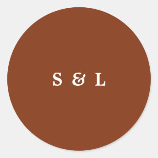 Rustic Simple Monogram Bröllop-kuvert Stickers Runt Klistermärke