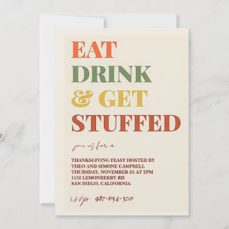 Rustic Simple Thanksgiving Middag Feast Party Invi Inbjudningar