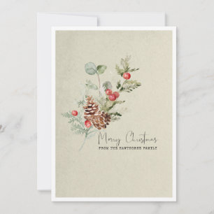 Rustic Simple Winter Botanical-julkort