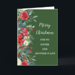 Rustic Sister och Brother i Juljul Kort<br><div class="desc">God jul för syster och bror i lagkortet med grönt vattenfärgsblad och pinekoner och tankfull vers.</div>