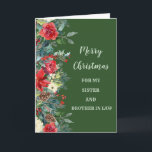 Rustic Sister och Brother i Juljul Kort<br><div class="desc">God jul för syster och bror i lagkortet med grönt vattenfärgsblad och pinekoner och tankfull vers.</div>