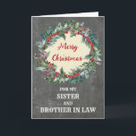 Rustic Sister och Brother i Law God jul Kort<br><div class="desc">God jul för syster och bror i ett juridiskt kort med en rustik vattenfärgad julklapp och tankfull vers.</div>