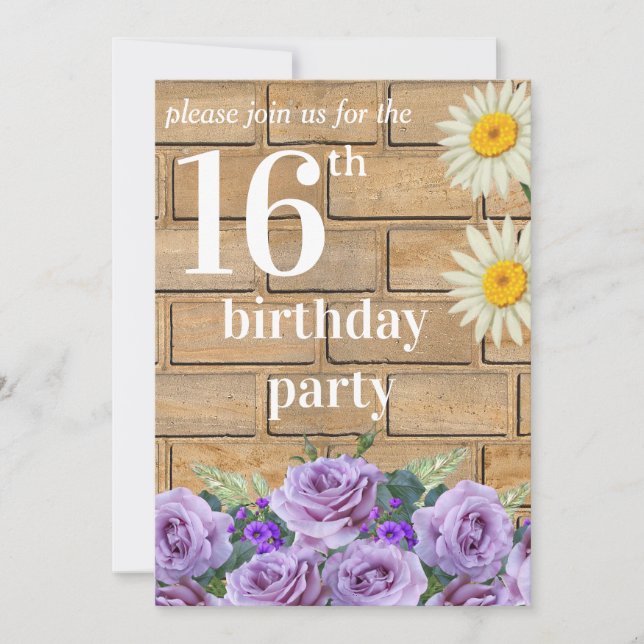 Rustic sixteen Birthday Invitatio String Wood Inbjudningar (Framsida)
