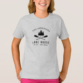 Rustic Sjö House Boat Oars Träd Family Namn T Shirt