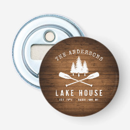 Rustic Sjö House Boat Oars Träd Wood Print Flasköppnare