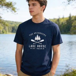 Rustic Sjö House Family Namn Boat Oars Träd T Shirt