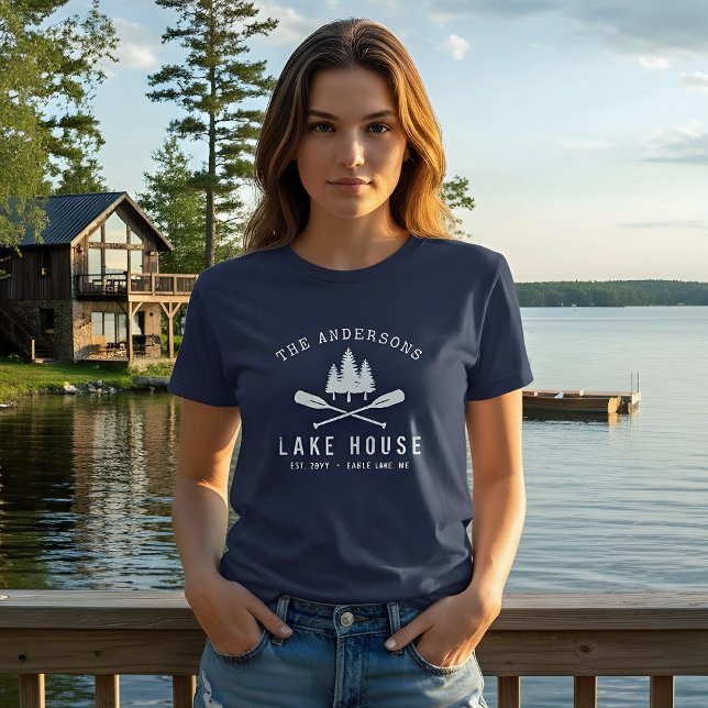 Rustic Sjö House Family Namn Boat Oars Träd T Shirt (Skapare uppladdad)