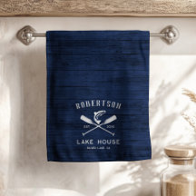 Rustic Sjö House Family Namn Navy Blue Wood