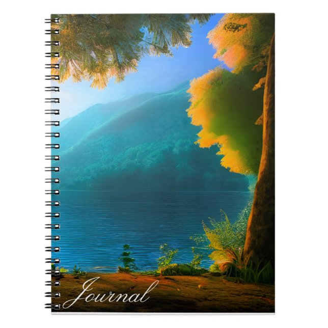 Rustic Sjö Side Golden Hour Journal Anteckningsbok (Framsidan)