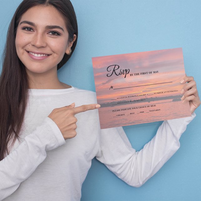 Rustic Sjö Sunset Lakeside Bröllop OSA Kort (Skapare uppladdad)