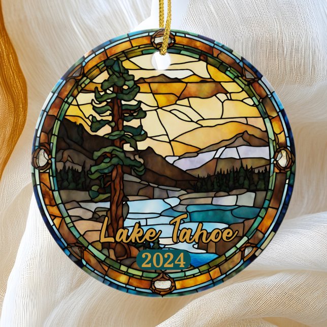 Rustic Sjö Tahoe Kalifornien Julgransprydnad Keramik (Skapare uppladdad)
