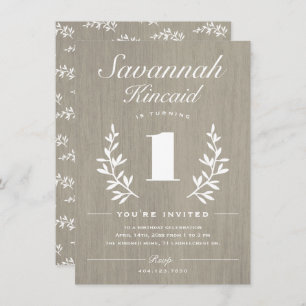 Rustic Skogen 1:a födelsedagen Party Inbjudningar