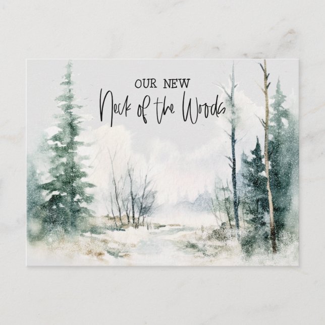 Rustic Skogen Vi har flyttat New Home Notice Vykort (Framsida)