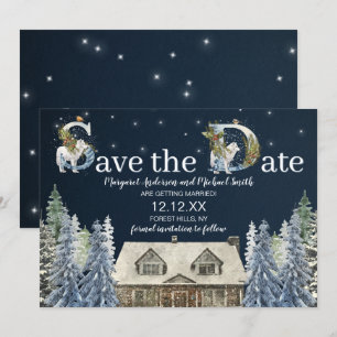 Rustic Skogen Winter Wonderland Spara datum Inbjudningar