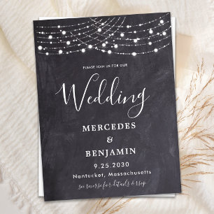 Rustic Slate String Ljus County QR Code Bröllop Inbjudan Vykort