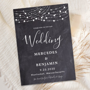 Rustic Slate String Ljus County QR Code Bröllop Inbjudningar