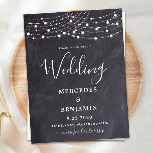Rustic Slate String Ljus Simple County Wedding Inbjudan Vykort