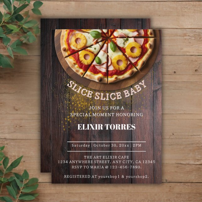 Rustic Slice Pizza Baby Shower Inbjudningar (Skapare uppladdad)
