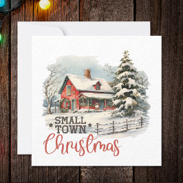 Rustic Small Town Jul Farmhouse Julkort