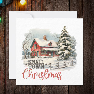 Rustic Small Town Jul Farmhouse Julkort