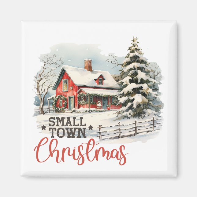 Rustic Small Town Jul Farmhouse Magnet (Framsidan)