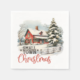 Rustic Small Town Jul Farmhouse Pappersservett