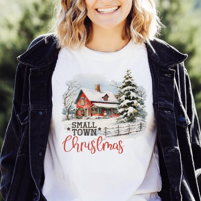 Rustic Small Town Jul Farmhouse T Shirt (Skapare uppladdad)