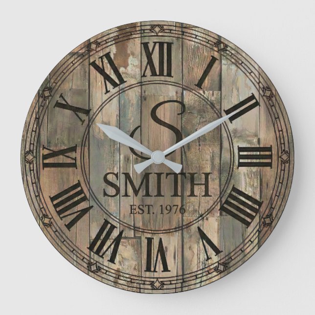 Rustic Smith Family wall Clock | Farmhouse Decor  Stor Klocka (Framsida)