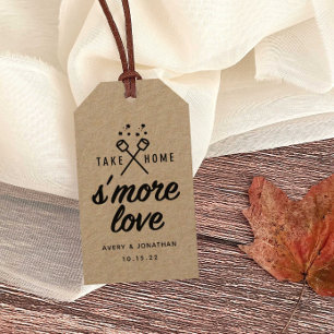 Rustic S'more Kärlek Kraft Wedding Favor Märkre Presentetikett