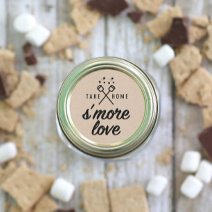 Rustic S'more Kärlek Kraft Wedding Favor Runt Klistermärke