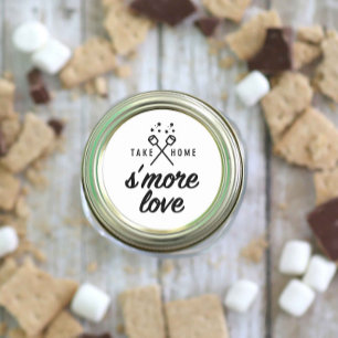 Rustic S'more Kärlek Wedding Favor Runt Klistermärke