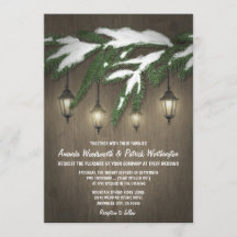 Rustic Snö Evergreen Lantern Wedding bjudits in