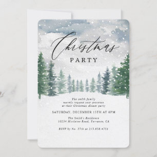 Rustic Snö Julgran jul Party Inbjudningar