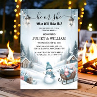 Rustic Snö Kall Ice Mysigt Vinter Gender Reveal