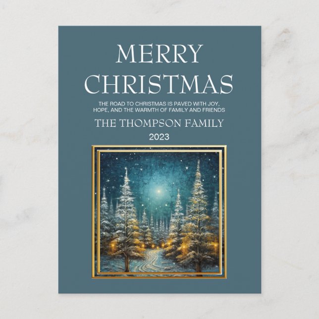 Rustic Snö omfattade Road God jul Helg Vykort (Framsida)