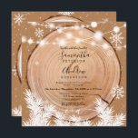 Rustic snö-trälogg boho Julfoto bröllop Inbjudningar<br><div class="desc">En rustik vinterjul med snöflingor illustration,  en vit sträng ljus på den rustiska brun träd-trädsloggen,  alla illustrationer färg är redigerbara för att matcha din egen färg palett med vit gräs träd grenar på land träbakgrund på boho terracotta med en elegant manustypografi. Lägg till foto och initialer.</div>