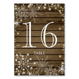 Rustic Snöflingor och Gnistra Bordsnummer