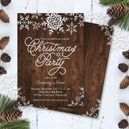 Rustic Snöflingor på Wood jul Party Inbjudningar