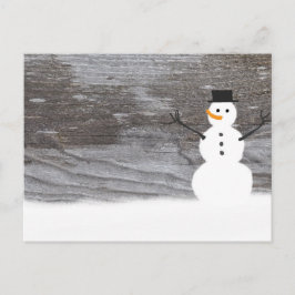 Rustic Snögubbe Vykort
