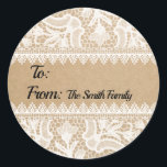 Rustic Snöre Anpassningsbar to/from Gift-etikettet Runt Klistermärke<br><div class="desc">Rustic Snöre Anpassningsbar to/from Gift Label Stickers. Om du vill anpassa dig ytterligare klickar du på knappen "anpassa" för att ange din information. Om du vill ändra mallen ytterligare klickar du på länken "anpassa ytterligare". *Snöre från SatoshiStock och Freepik.com</div>