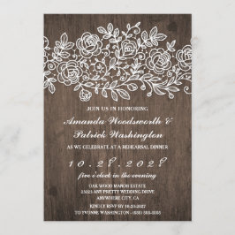 Rustic Snöre Barn Wood Rehearsal Middagsinbjudan Inbjudningar