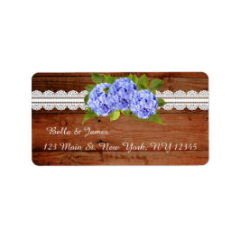 Rustic Snöre Blue Hydrangea Returetiketter Adressetikett
