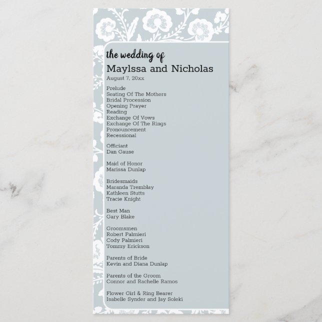 Rustic Snöre Bröllop Program (Framsida)