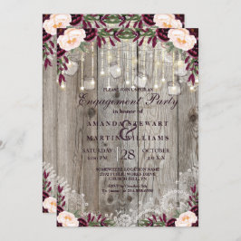 Rustic Snöre Burk Wood & String Ljus Förlovning Inbjudningar