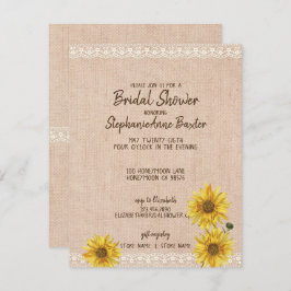 Rustic Snöre & Burlap Solblommor Möhippa Card Inbjudningar
