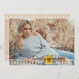 Rustic Snöre & Burlap Sunblommor Studenten Card Inbjudningar