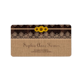 Rustic Snöre Burlap Wood Bröllop Adressetikett